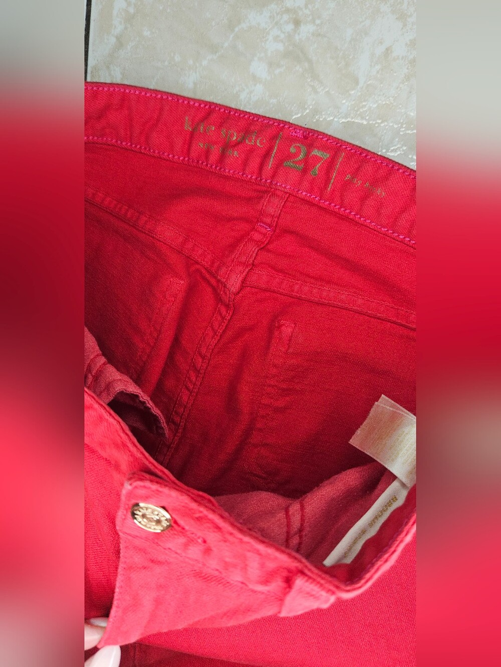 Kate Spade Broome Street Play Hooky Red Skinny Jeans Size 27 - Picture 4 of 9